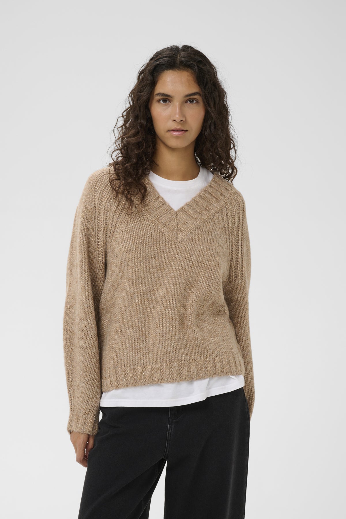 TROAIW V-NECK Sandy Grey Melange - 1813041 - 30112050