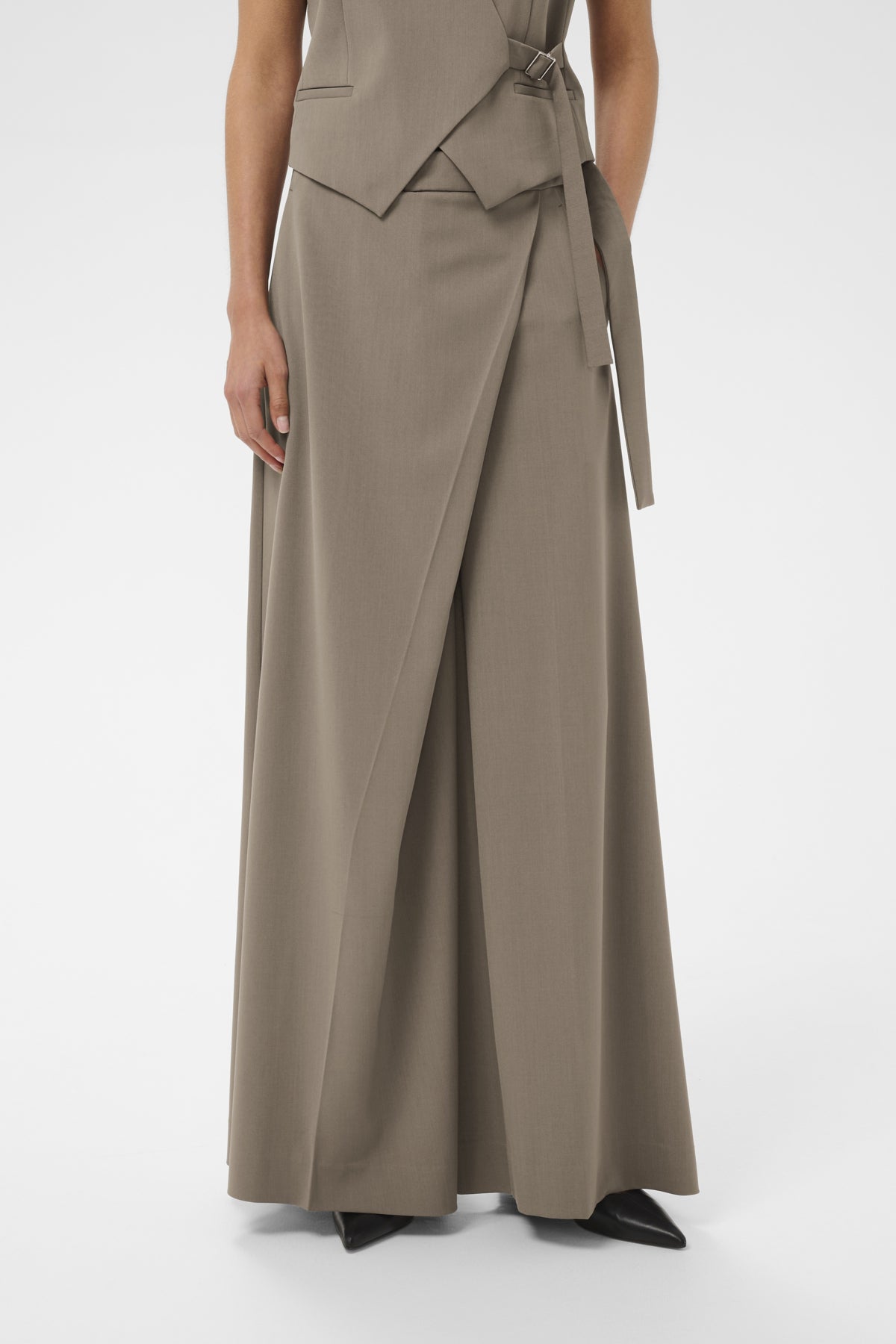 HAISLYIW WIDE PANT Sandy Grey Melange - 1813041 - 30112221