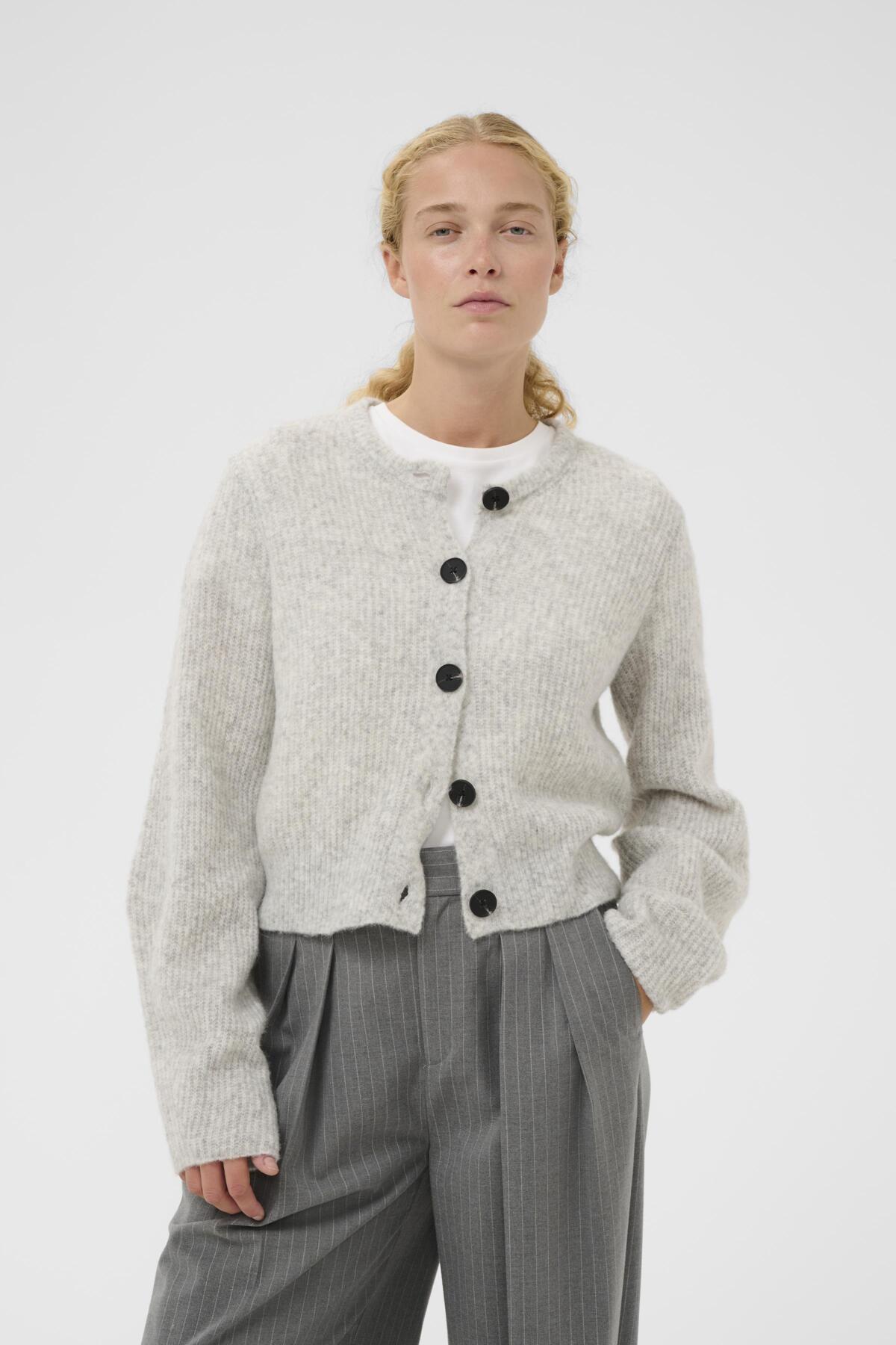 NIASIW CARDIGAN New Light Grey Melange - 30028 - 30112297