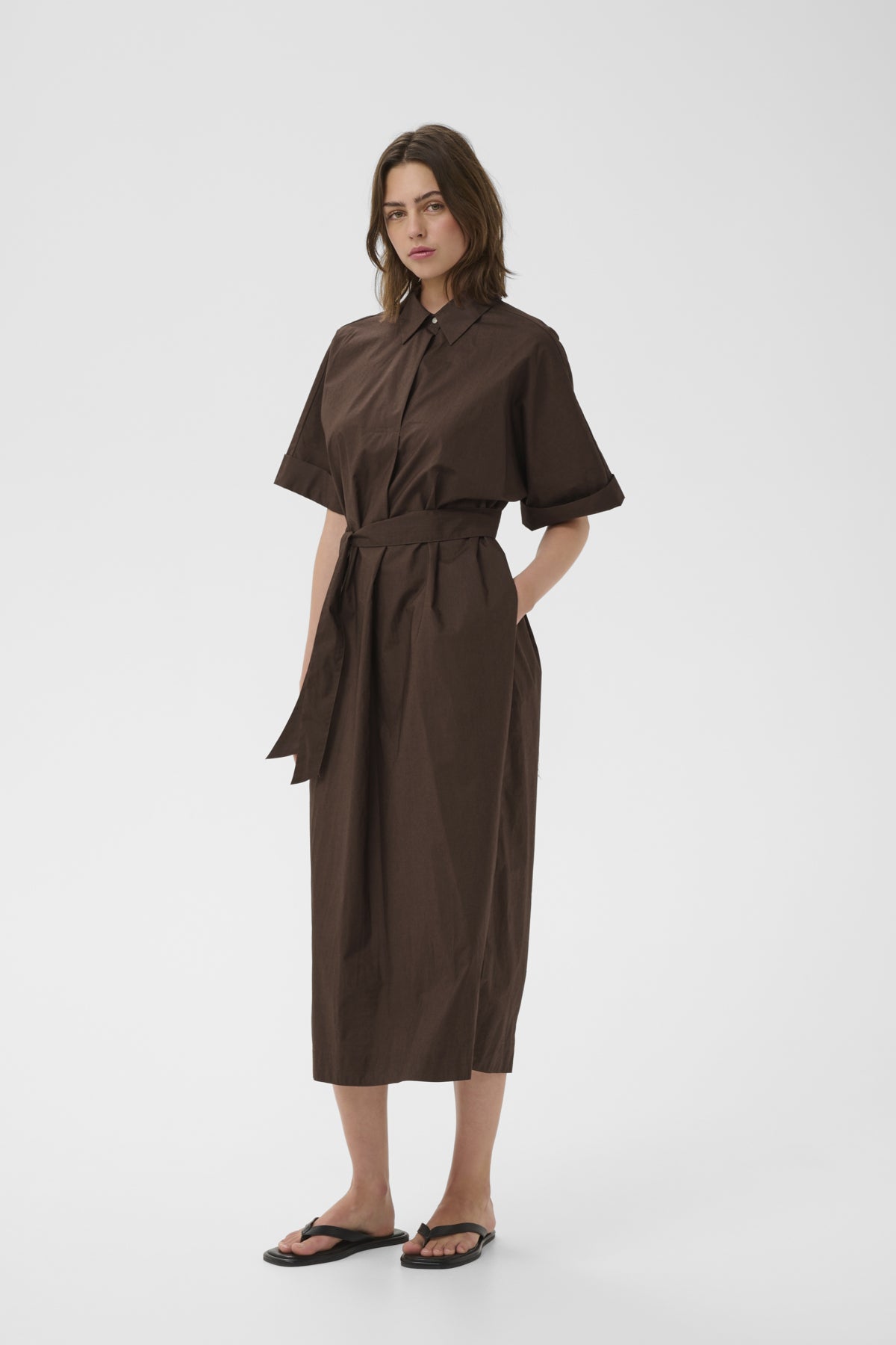 ELLINIW COLLAR DRESS Coffee Bean - 190915 - 30112538