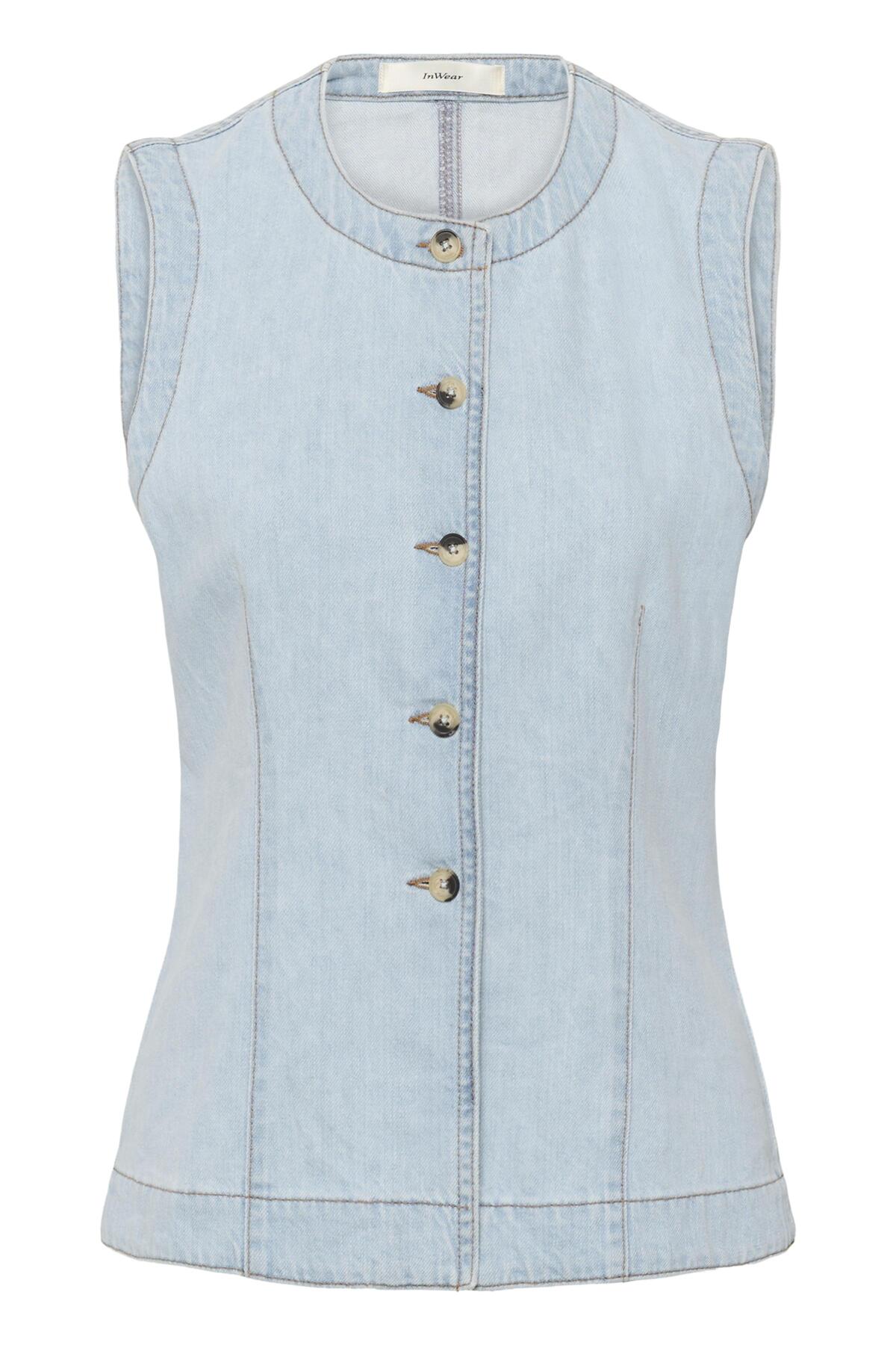 ELLYIW WAISTCOAT BLEACHED BLUE DENIM - 90000662 - 30112549