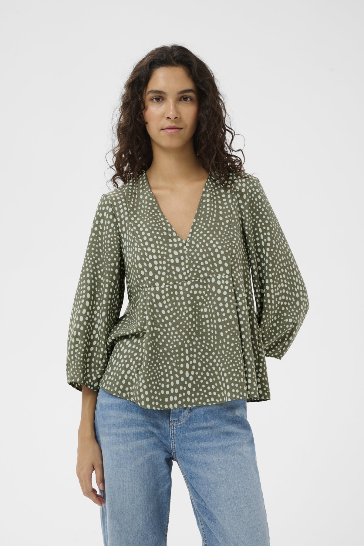 LIBERTYIW V-NECK GREEN FADED DOT - 900007187 - 30112583