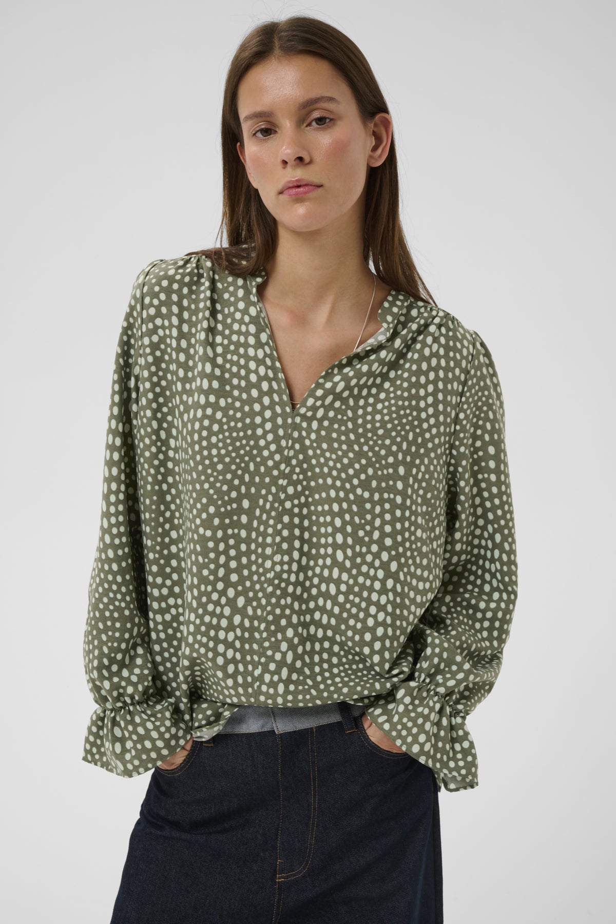 LIBERTYIW BLOUSE GREEN FADED DOT - 900007187 - 30112584