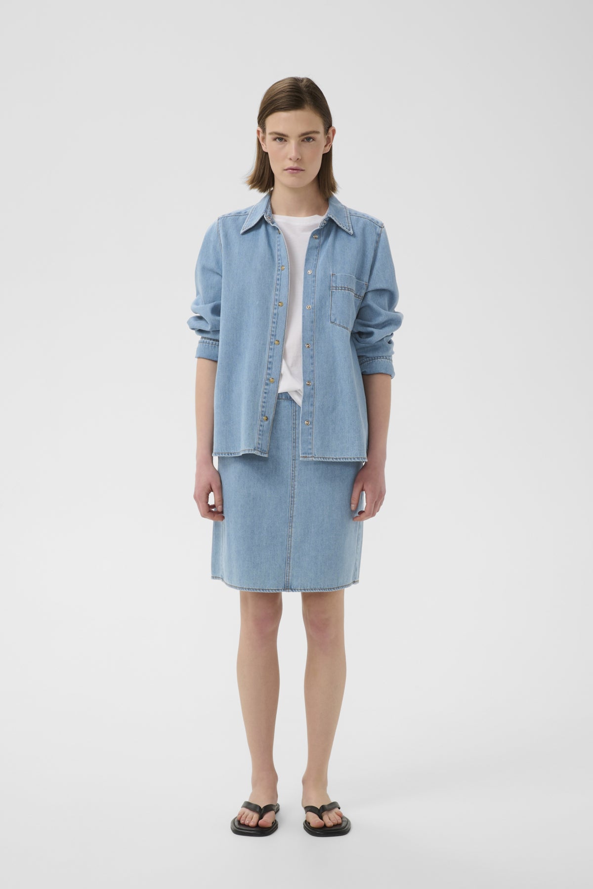GLENNIW SHIRT Bleached Denim - 183930 - 30112605