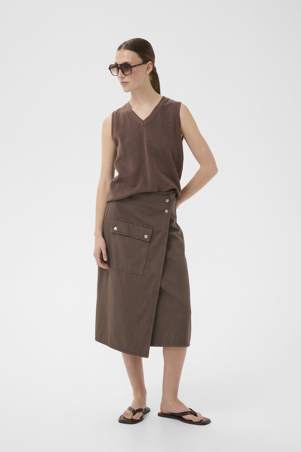 GLADYSIW DENIM WRAP SKIRT Coffee Quartz - 181307 - 30112613
