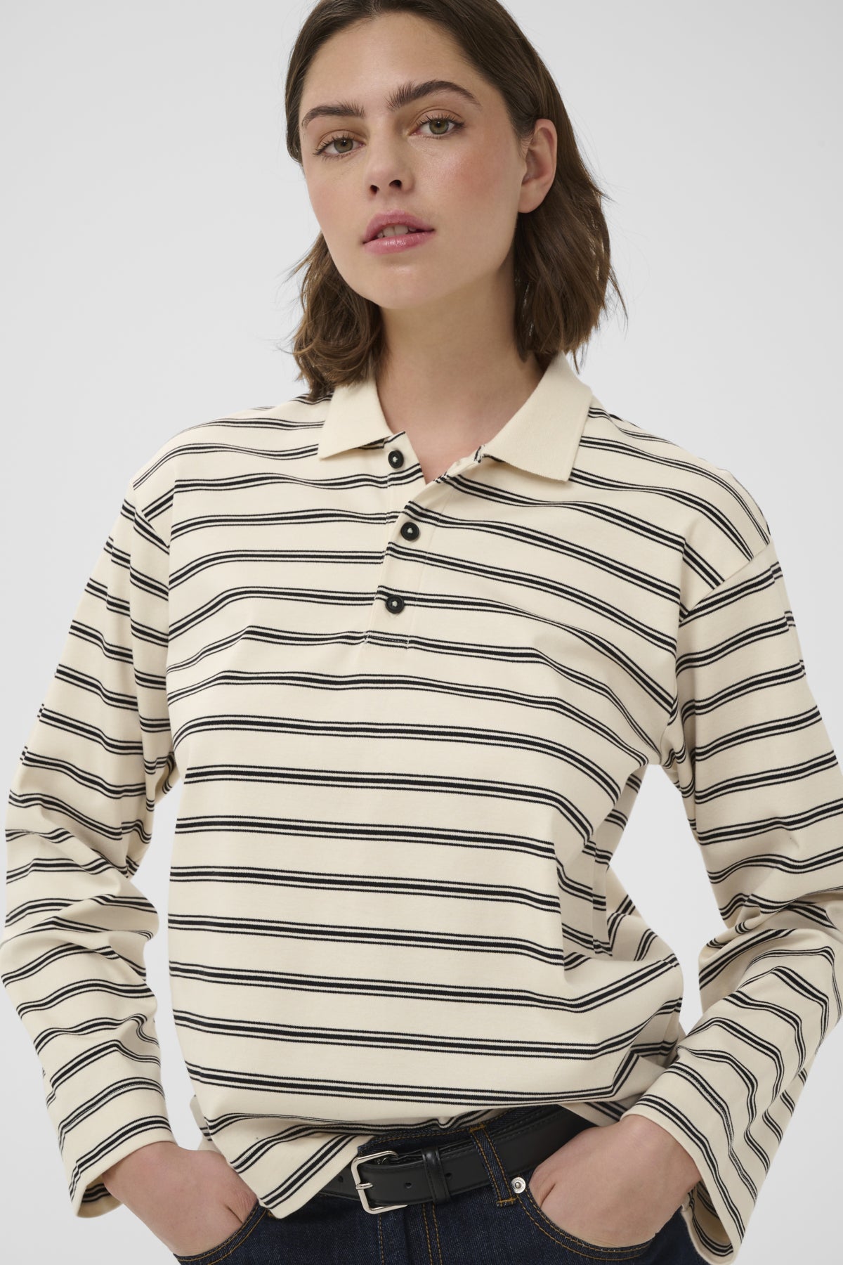 FIKKIAIW POLO TSHIRT VANILLA TRIPLE STRIPE - 900008 - 30112643