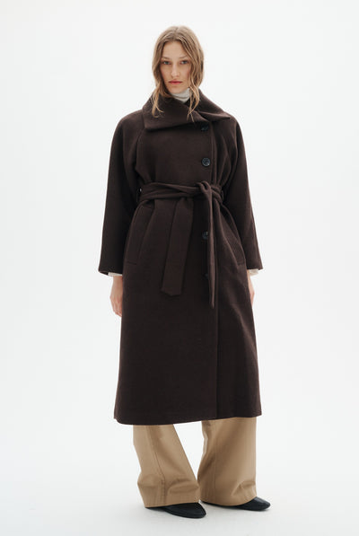ZORAHIW LONG COAT Chocolate Brown - 191109 - 30112646 Thumbnail