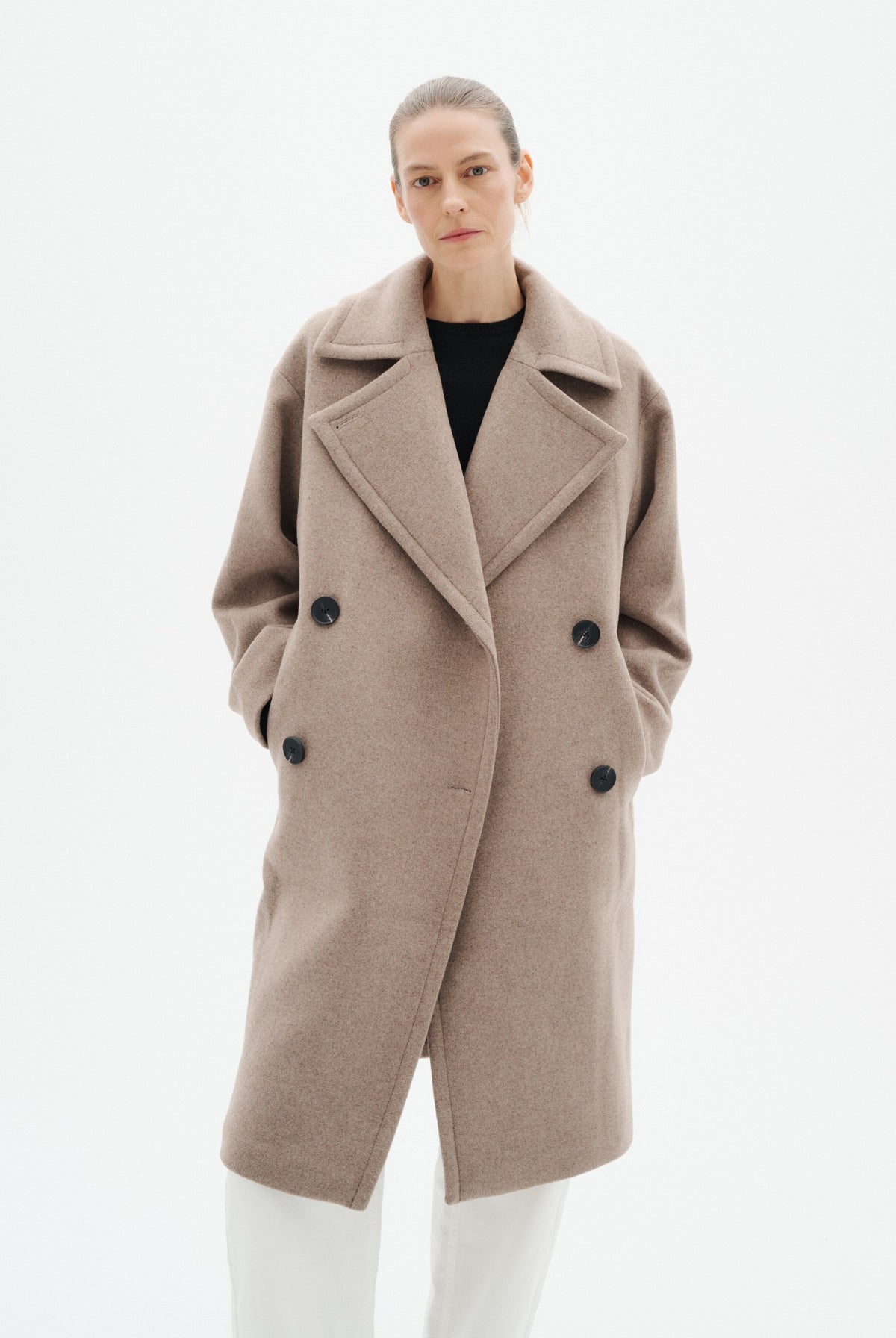ZORAHIW DB COAT Sandy Grey Melange - 1813041 - 30112647