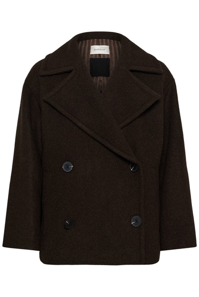 ZORAHIW SHORT DB COAT Chocolate Brown - 191109 - 30112649 Thumbnail