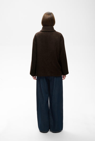 ZORAHIW SHORT DB COAT Chocolate Brown - 191109 - 30112649 Thumbnail