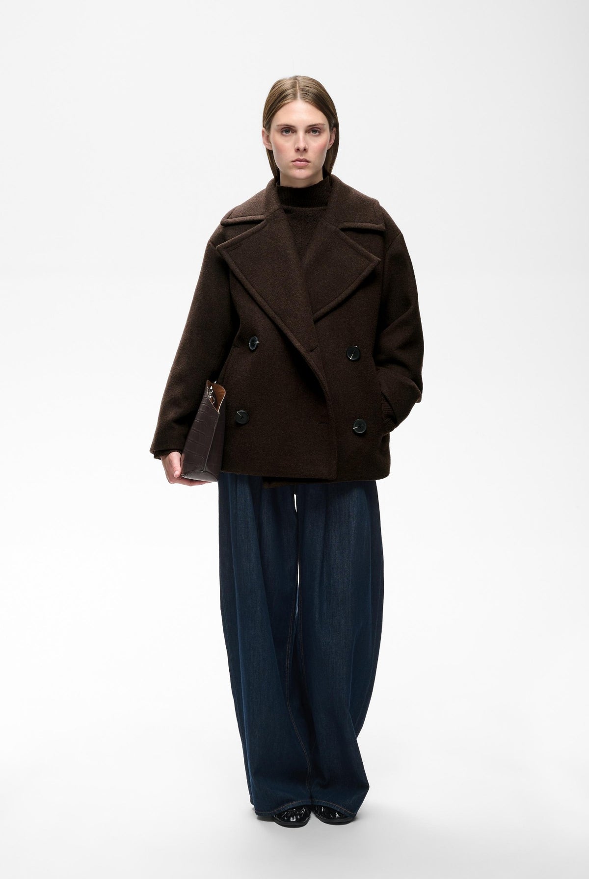 ZORAHIW SHORT DB COAT Chocolate Brown - 191109 - 30112649