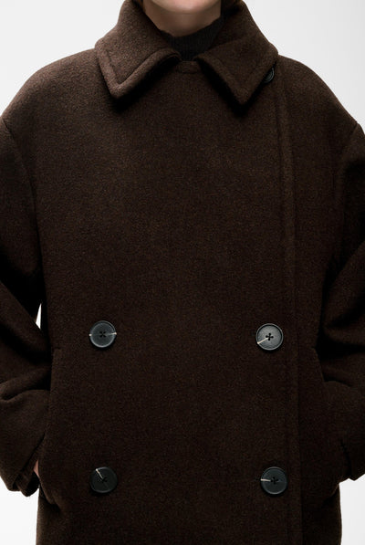 ZORAHIW SHORT DB COAT Chocolate Brown - 191109 - 30112649 Thumbnail