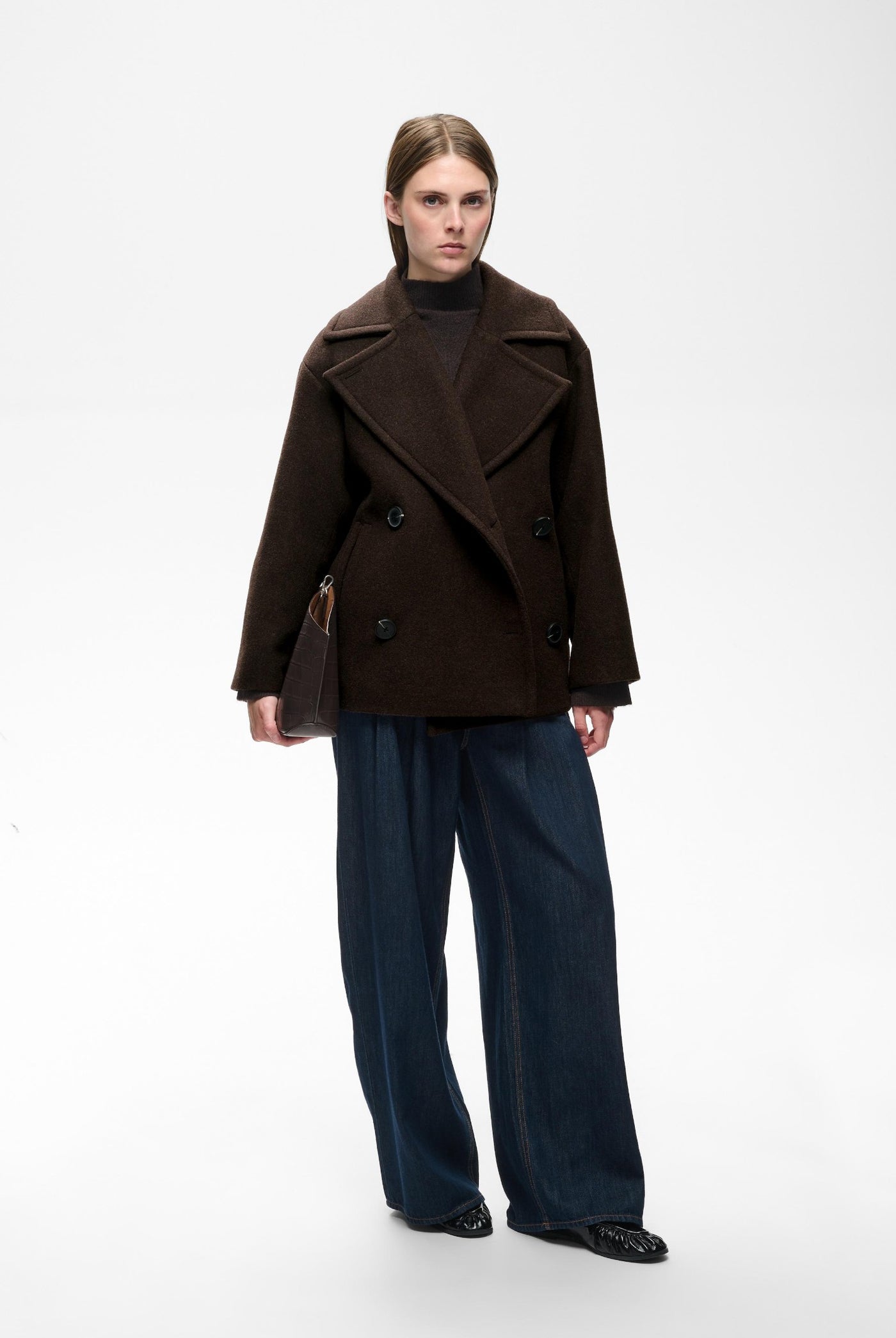 ZORAHIW SHORT DB COAT Chocolate Brown - 191109 - 30112649