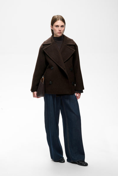 ZORAHIW SHORT DB COAT Chocolate Brown - 191109 - 30112649 Thumbnail