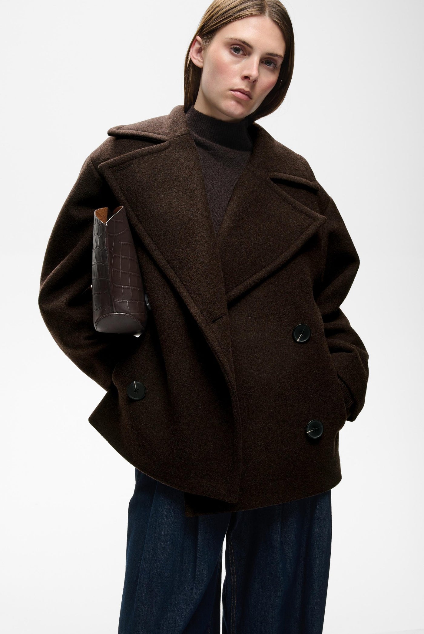 ZORAHIW SHORT DB COAT Chocolate Brown - 191109 - 30112649