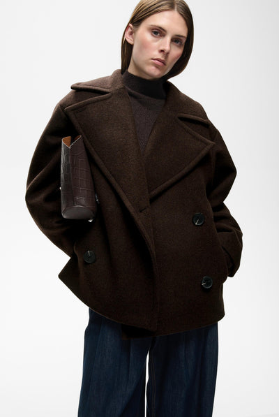 ZORAHIW SHORT DB COAT Chocolate Brown - 191109 - 30112649 Thumbnail