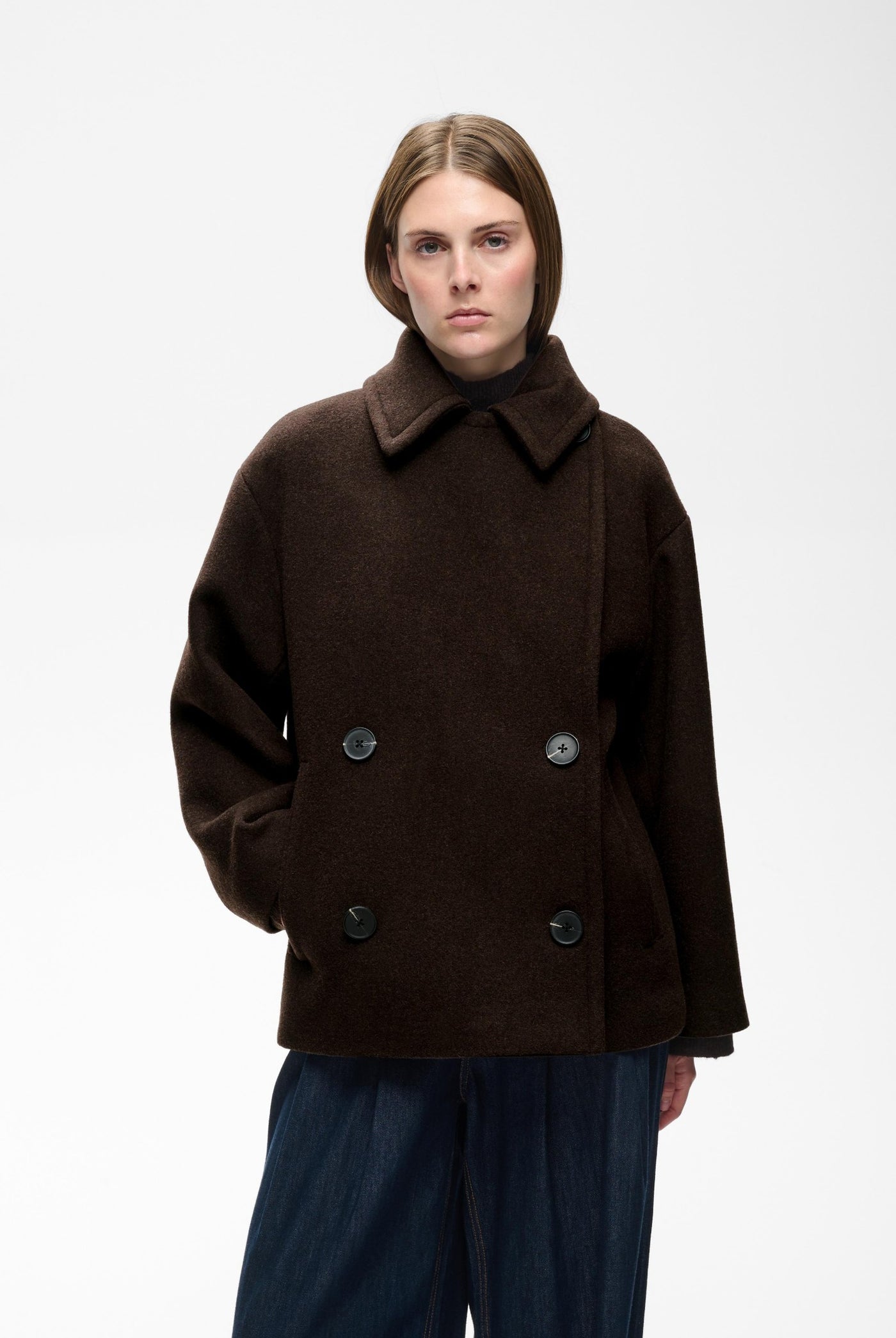 ZORAHIW SHORT DB COAT Chocolate Brown - 191109 - 30112649