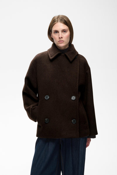 ZORAHIW SHORT DB COAT Chocolate Brown - 191109 - 30112649 Thumbnail
