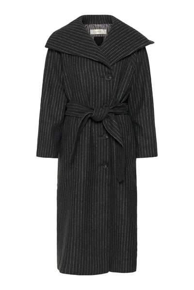 ZORAHIW LONG COAT PINSTRIPED DARK GREY MELANGE PINSTRIPE - - 30112650 Thumbnail