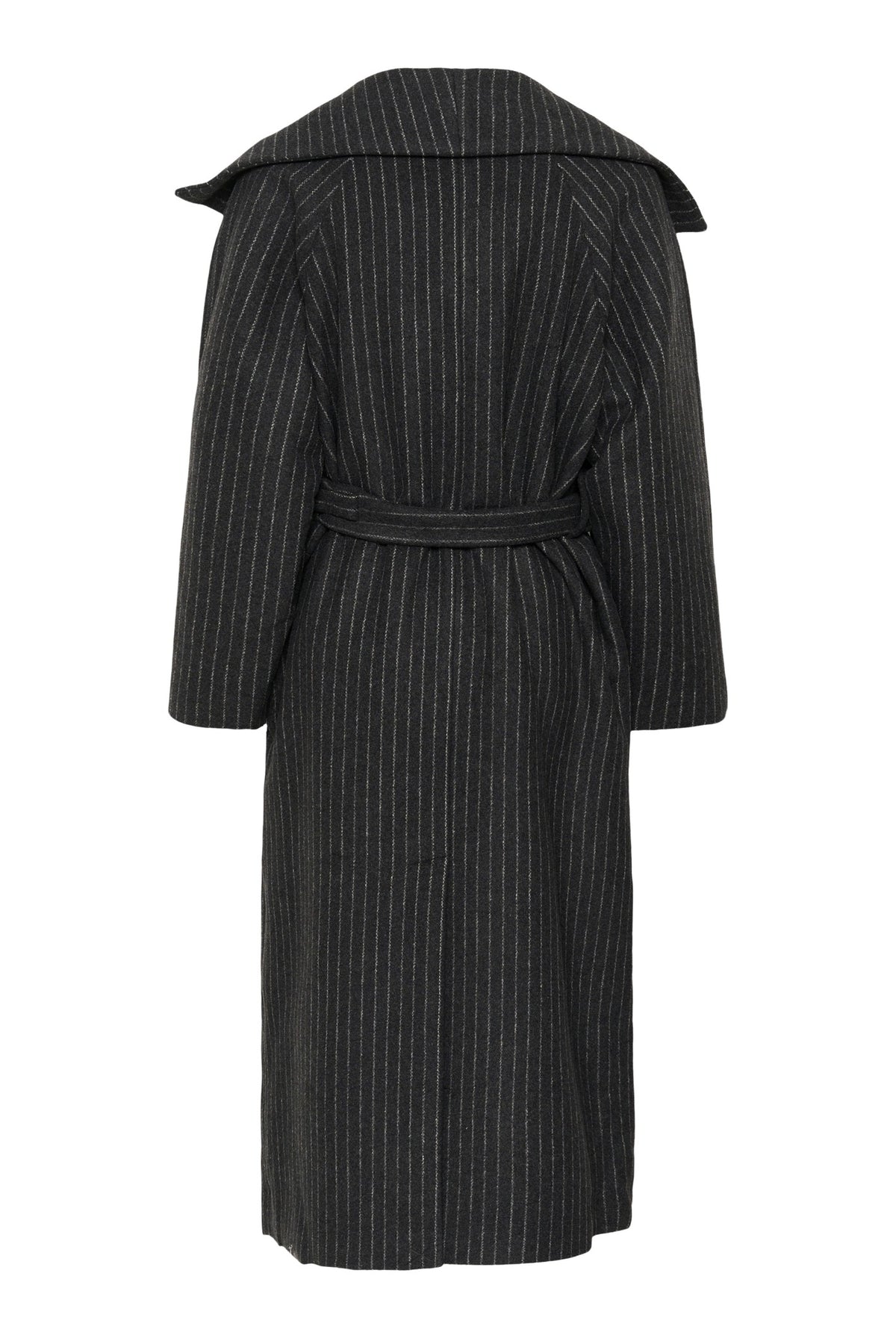 ZORAHIW LONG COAT PINSTRIPED DARK GREY MELANGE PINSTRIPE - - 30112650