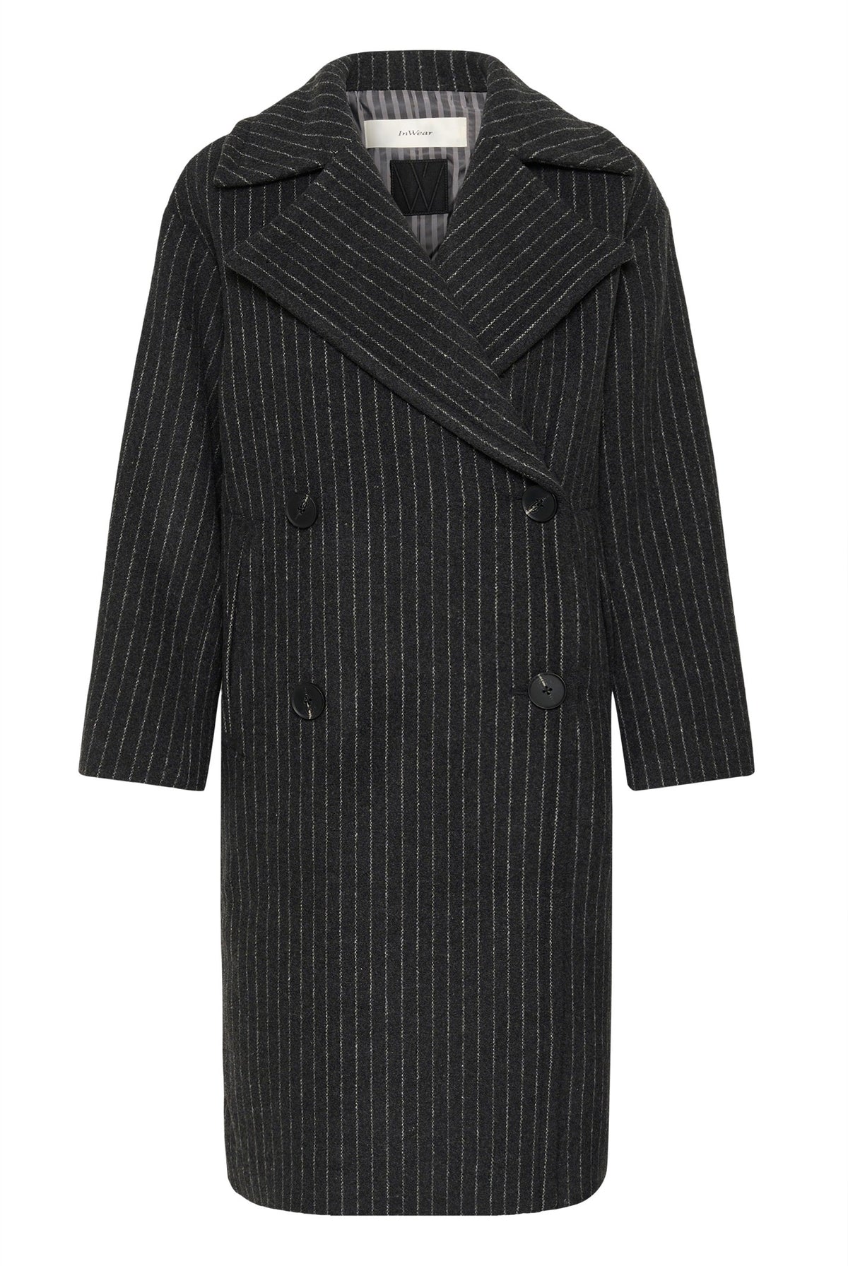 ZORAHIW DB COAT PINSTRIPED DARK GREY MELANGE PINSTRIPE - - 30112651