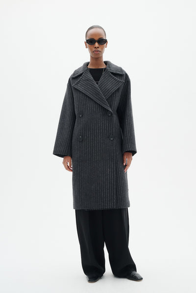 ZORAHIW DB COAT PINSTRIPED DARK GREY MELANGE PINSTRIPE - - 30112651 Thumbnail