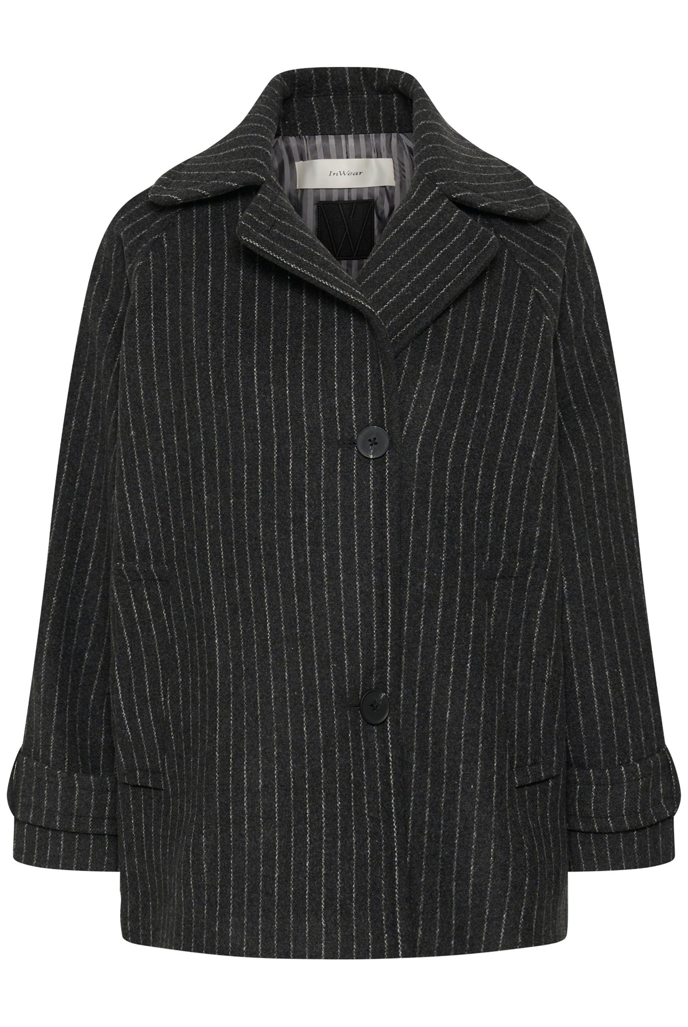 THORAIW MINONA COAT PINSTRIPED DARK GREY MELANGE PINSTRIPE - - 30112652