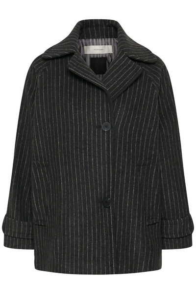 THORAIW MINONA COAT PINSTRIPED DARK GREY MELANGE PINSTRIPE - - 30112652 Thumbnail