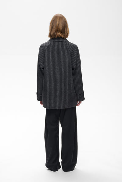 THORAIW MINONA COAT PINSTRIPED DARK GREY MELANGE PINSTRIPE - - 30112652 Thumbnail