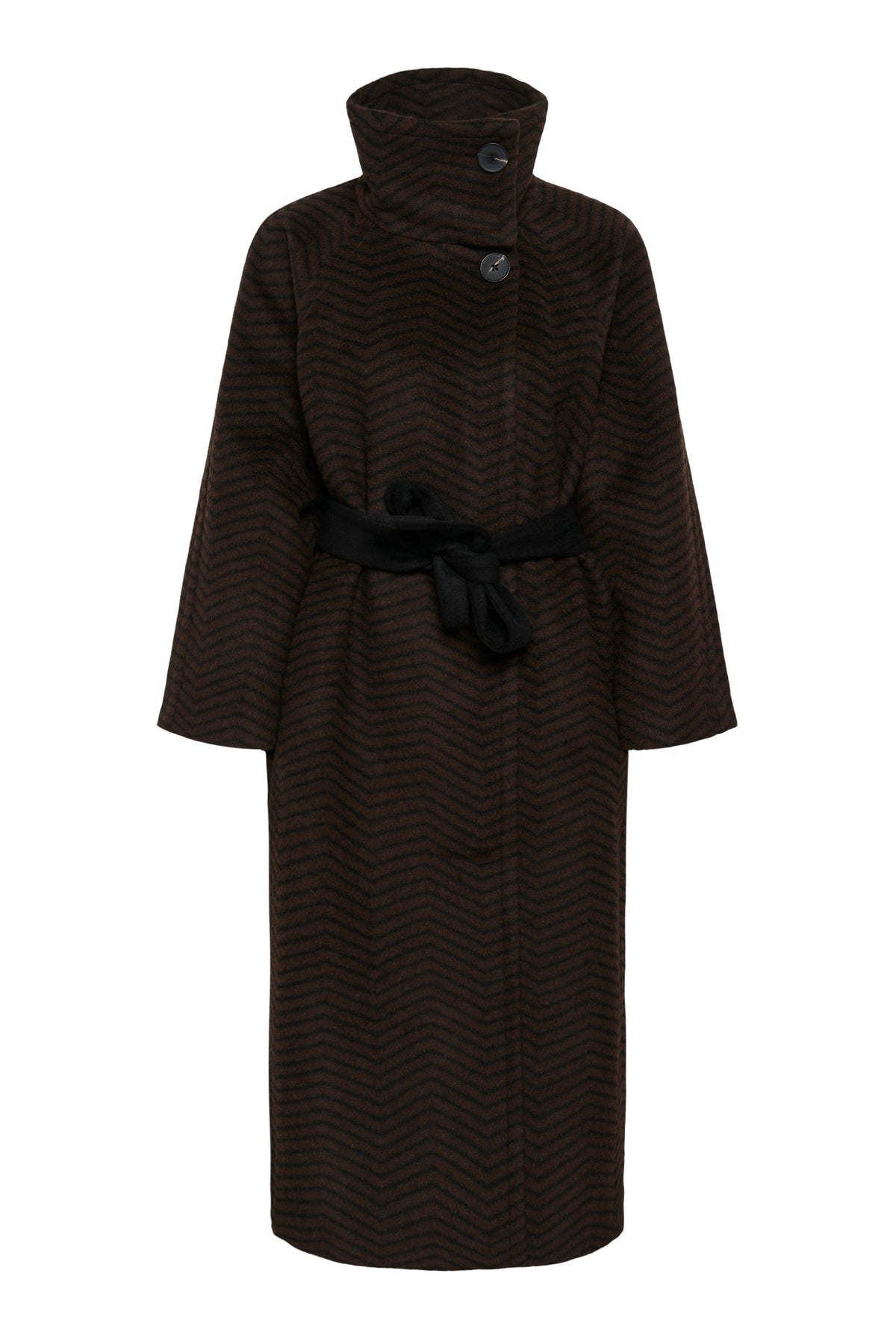 ZASCHAIW COLLAR COAT BLACK / BROWN HERRINGBONE - 90 - 30112653