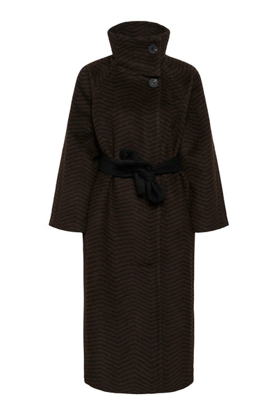 ZASCHAIW COLLAR COAT BLACK / BROWN HERRINGBONE - 90 - 30112653 Thumbnail