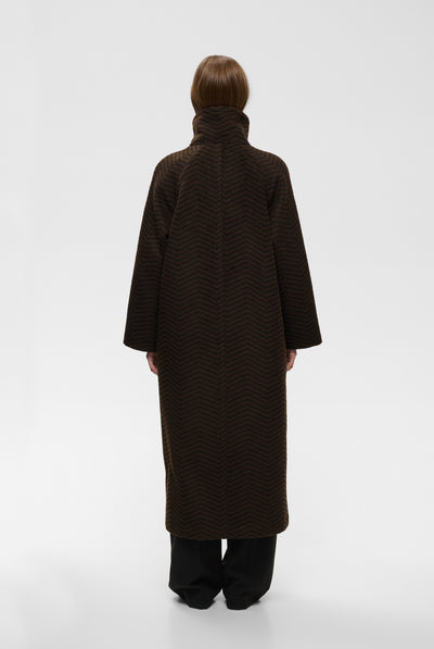 ZASCHAIW COLLAR COAT BLACK / BROWN HERRINGBONE - 90 - 30112653 Thumbnail