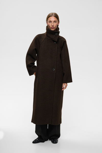ZASCHAIW COLLAR COAT BLACK / BROWN HERRINGBONE - 90 - 30112653 Thumbnail