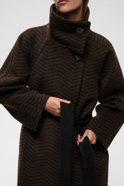 ZASCHAIW COLLAR COAT BLACK / BROWN HERRINGBONE - 90 - 30112653 Thumbnail