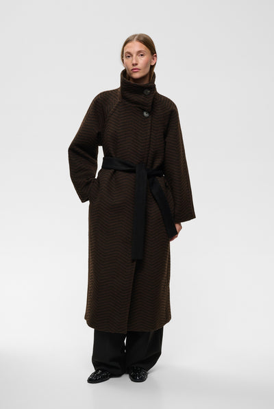 ZASCHAIW COLLAR COAT BLACK / BROWN HERRINGBONE - 90 - 30112653 Thumbnail