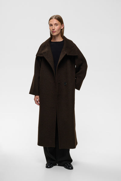 ZASCHAIW COLLAR COAT BLACK / BROWN HERRINGBONE - 90 - 30112653 Thumbnail
