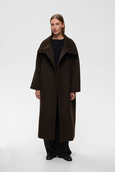 ZASCHAIW COLLAR COAT BLACK / BROWN HERRINGBONE - 90 - 30112653 Thumbnail