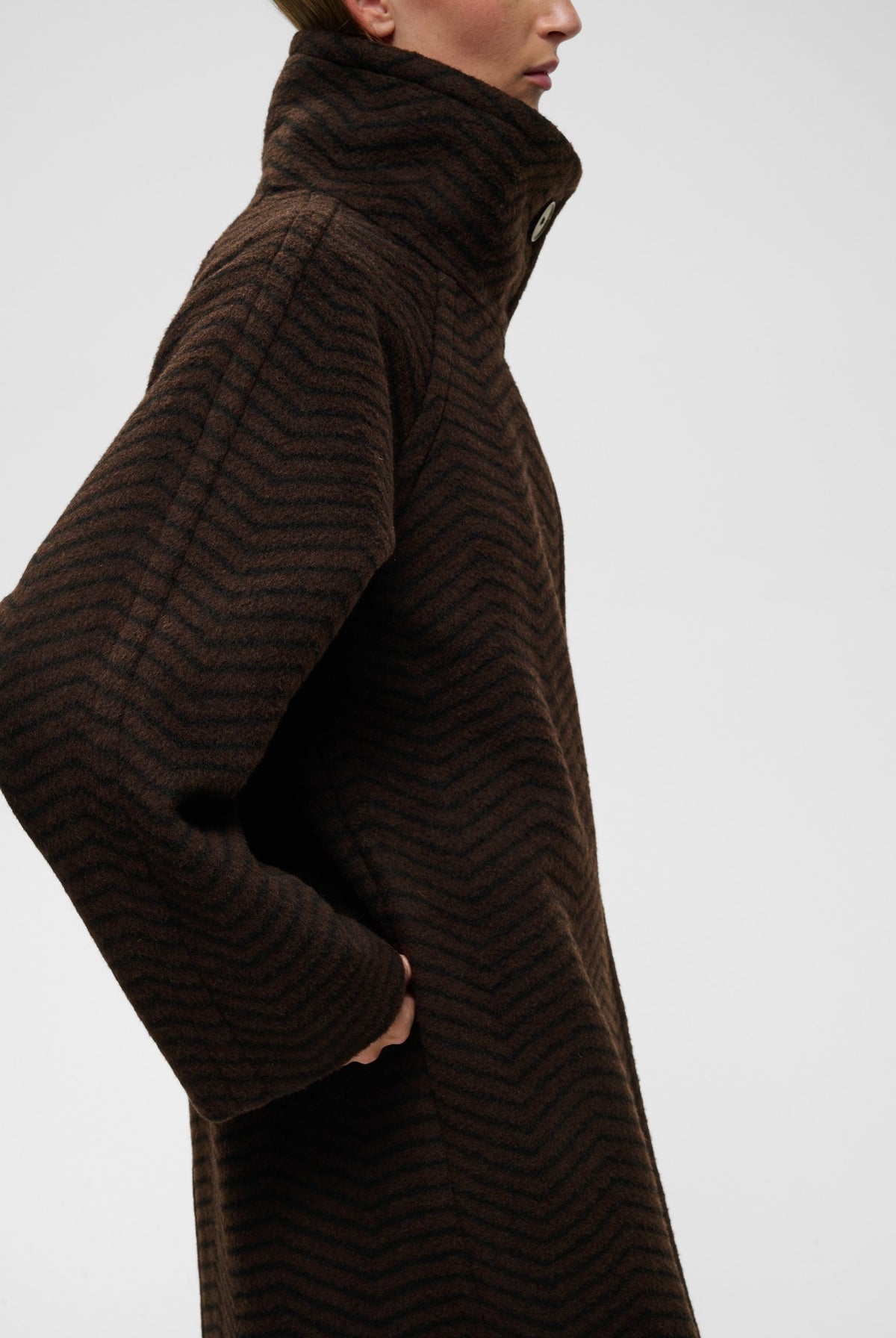 ZASCHAIW COLLAR COAT BLACK / BROWN HERRINGBONE - 90 - 30112653