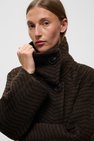 ZASCHAIW COLLAR COAT BLACK / BROWN HERRINGBONE - 90 - 30112653 Thumbnail