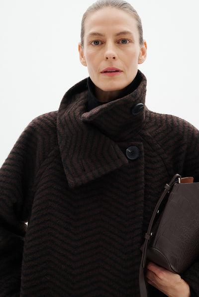 ZASCHAIW COLLAR COAT BLACK / BROWN HERRINGBONE - 90 - 30112653 Thumbnail