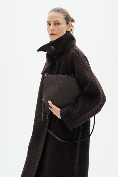 ZASCHAIW COLLAR COAT BLACK / BROWN HERRINGBONE - 90 - 30112653 Thumbnail