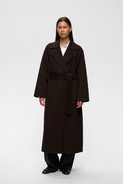 ZILLAIW LONG COAT Chocolate Brown - 191109 - 30112654 Thumbnail
