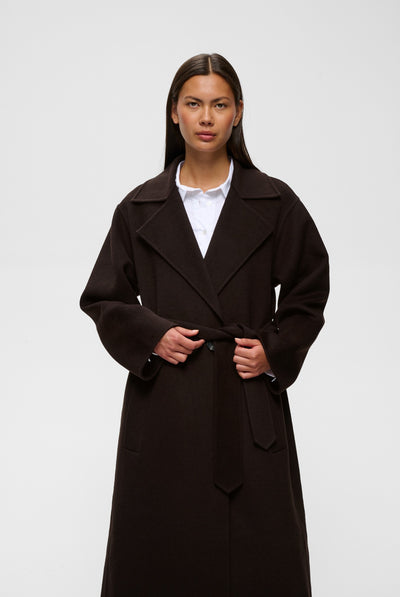 ZILLAIW LONG COAT Chocolate Brown - 191109 - 30112654 Thumbnail