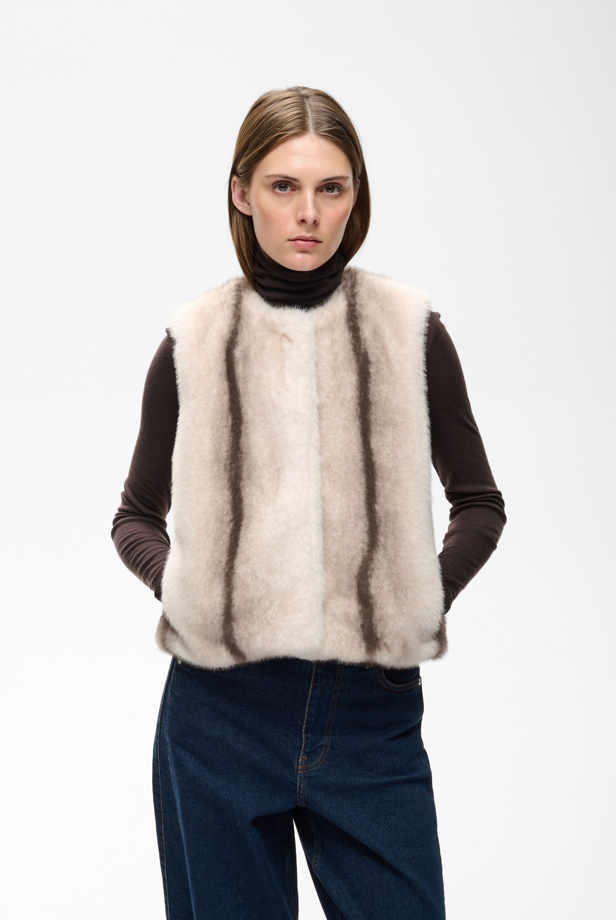 ZABELLEIW WAISTCOAT FAUX FUR STRIPE - 900009172 - 30112659