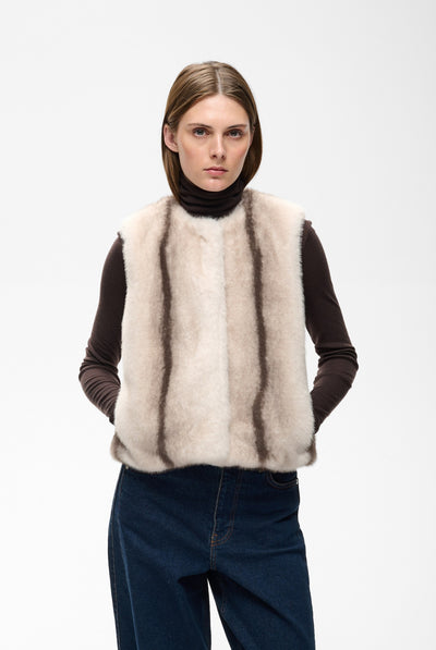 ZABELLEIW WAISTCOAT FAUX FUR STRIPE - 900009172 - 30112659 Thumbnail