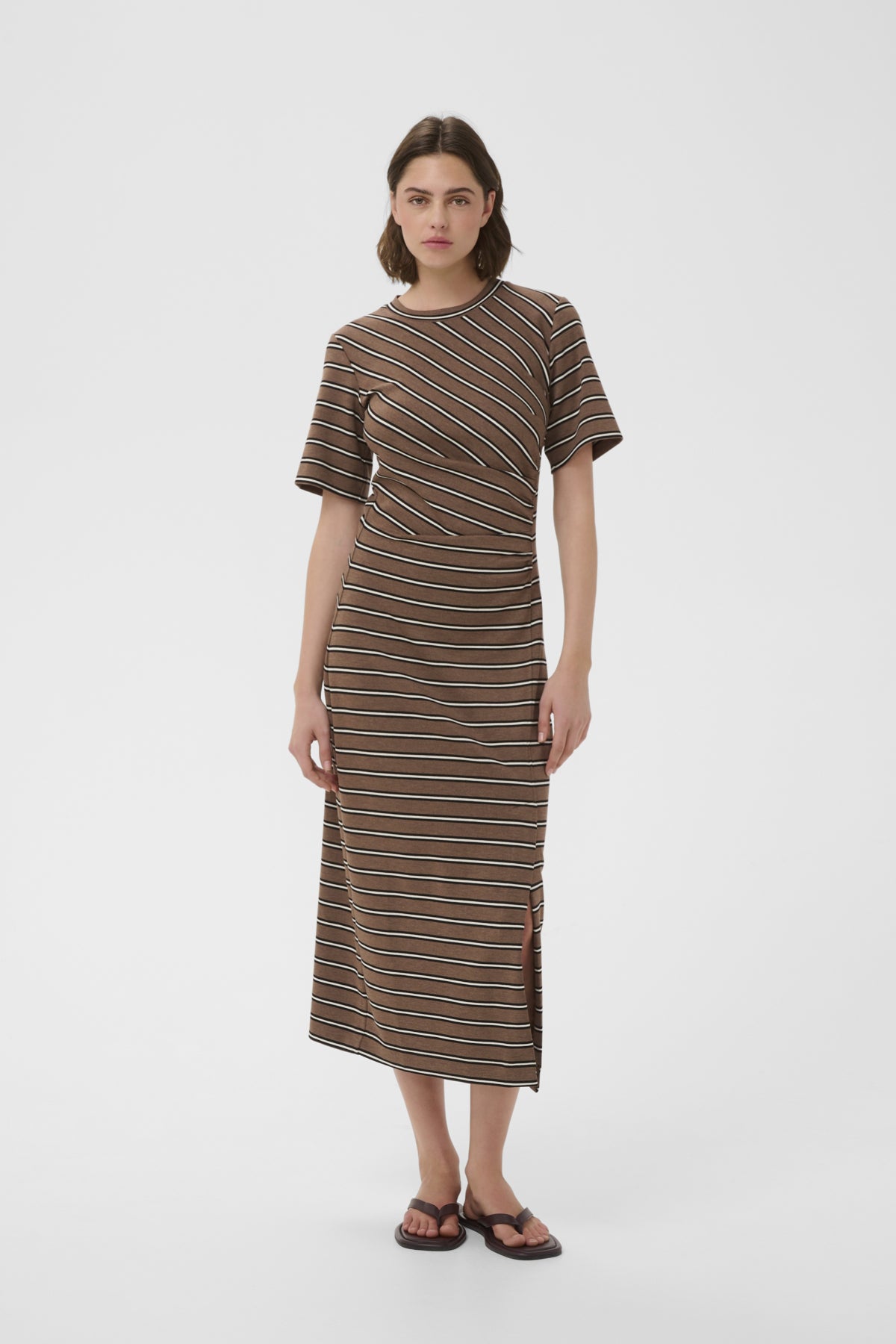 FARIIW VINCENTIW MEL DRESS COFFEE QUARTZ MELANGE STRIPES - 30112761