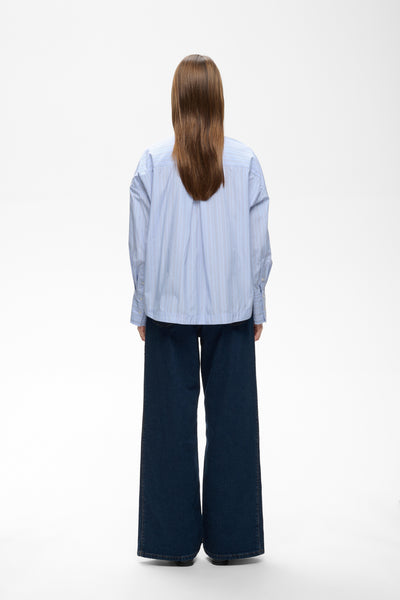 HALENIW SHORT SHIRT DOBBY STIPE BRUNNERA BLUE - 90 - 30112804 Thumbnail