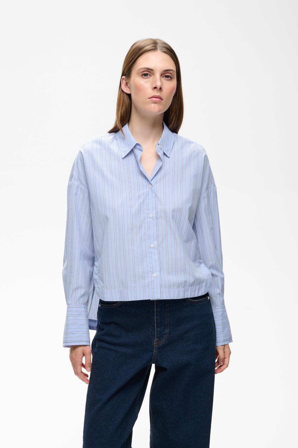 HALENIW SHORT SHIRT DOBBY STIPE BRUNNERA BLUE - 90 - 30112804
