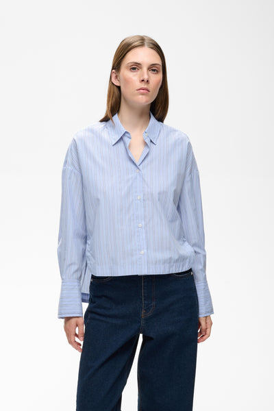 HALENIW SHORT SHIRT DOBBY STIPE BRUNNERA BLUE - 90 - 30112804 Thumbnail