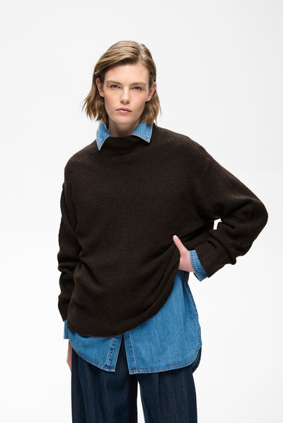 GUNAIW HIGHNECK Chocolate Brown Melange - 1911 - 30112930 Thumbnail